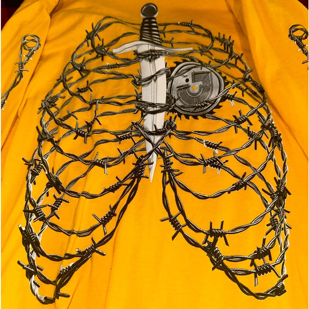 Post Malone long sleeve barbed wire tee bright yellow size small women’s or uni